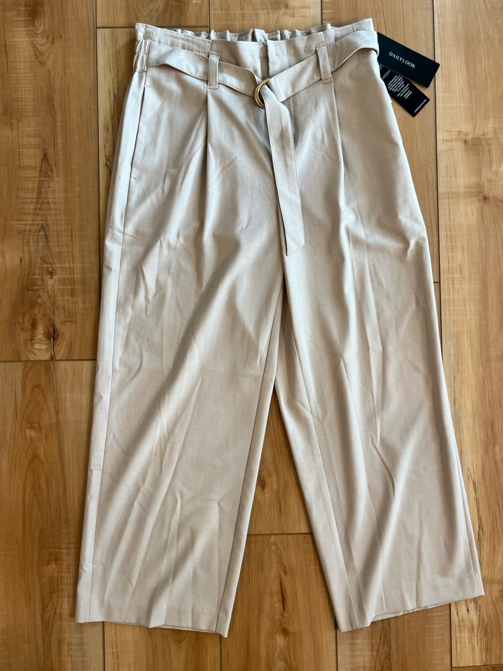 Liverpool Beige Paperbag Waist Belted Trousers